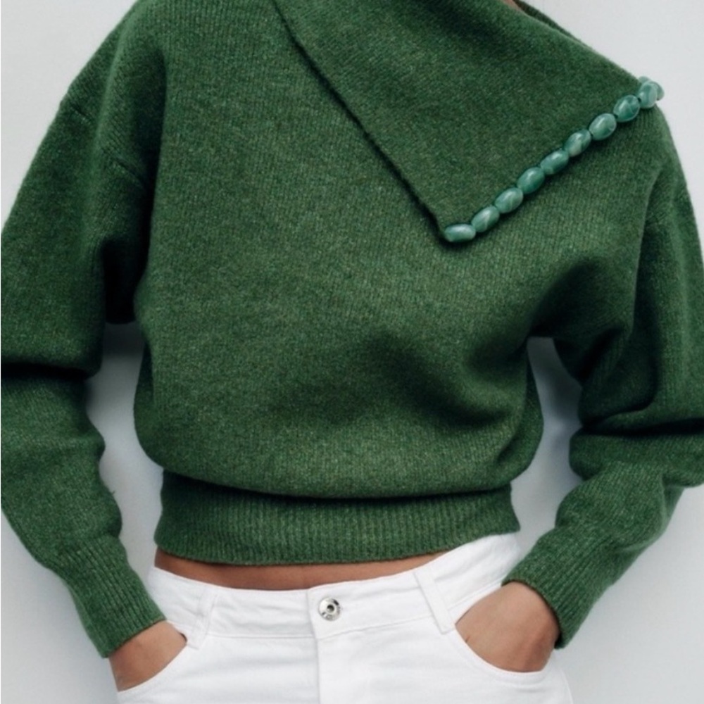 Zara ball trim knit sweater
